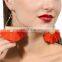 Fashion Women Vintage Geometric Fan - shaped Cotton Tassel Dangle Ear Stud Earrings