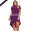 Wholesale New Mesh Insert Ruffled Hi-low Hem Plus Size Dress