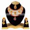 Gold Plated Indian Handmade Ethnic Party wear Kundan Zerconic Necklace set Red Color