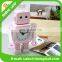 Steel robot small alarm clock Metal deformation creative clock Eyes shine