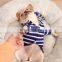 Striped pet puppy dog t-shirt hoodie Bully corgis clothes pet dog clothing with small ears