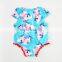 Cute Design Flutter Sleeve Infant Body Suit Flower Printed Newborn Baby Romper