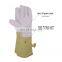 HANDLANDY Split Pigskin Leather Heat Resistant Fireplace Gloves Kitchen Oven Glove BBQ Gloves with cotton lining