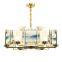Luxury Gold Pendant Light Glass Shade Modern Brass Hanging Lighting Fixture Chandelier Lamp For Dining Room