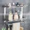 Factory direct sale stainless steel two tier wall mounted bathroom rack shelf