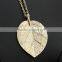 Noble Retro Leaf Necklace Sweater Chain Gold Leaf Long Necklace Quality Choice