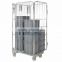 Huameilong 3 sides warehouse wire roll cage trolley