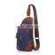 High quality shoulder strap canvas waist / chest bag with leather trim