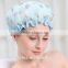 New Shower Cap Women's Waterproof Ribbon Lace Bow Style Double-deck Elastic Band Shower Hat for Bath Spa (Rose Sun