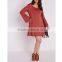 A-line plus size bell sleeve rust dress