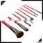 Red personalized makeup brush set with high quality PU bag
