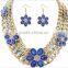 Fashion Statement Necklace Earrings Set Multilayer Rope Chain Heavy flower set Handmade Weaving Necklace set