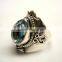 Blue Topaz Checker Cut 925 Sterling Silver Jewelry,Tear Drop Gemstone Fashion Jewelry, Designer Oxidized Silver Handmade Ring