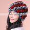 2015 New Style Genuine Knitted Rex Rabbit Fur Hat Natural Rabbit Stripe Fur Caps Fashion Women Beanies Headgear Various Colors