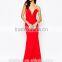 2016  New arrival v wire neckline woman simple long maxi dress