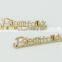 Custom gold metal letter logo metal label for handbags wholesale