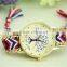Ladies handmade braid knit bracelet wristwatches band tree of life friendship watch