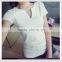 summer new style V-collar slim elastic T-shirt