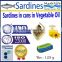 Sardines in cans in Vegetable Oil ,High Quality canned Sardines in Vegetable Oil 125 g