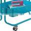 Rolling Organization Cart on Wheels Is Metal with 3 Deep Bins, Center Bin Is Adjustable Color