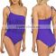 Vibrant Style Ladies Sexy Swimsuit One Shoulder Design Purple Swingy Festival Fringe One Piece Beach Wear