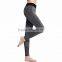 Awesome design gym pants ladies yoga pants with contrast color waistband