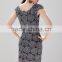 Short Sleeve Flower Cut-out Metallic Effect Ladies Slim Body Crochet Dress SR- D782