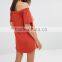 Fashion women off-shoulder dress sexy orange frock woman apparel