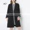 2018 fashion women classical black plain collar belted long trench coat