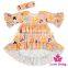 Poupular printing pattern dress with bow headband accept customized simple frock design