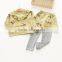 New style flower printing casual cotton wholesale girls clothing sets