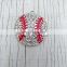 China Wholesale Red Enamel Silver Rhinestone Sports Baseball Charm For Jewelry Making