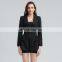 TWOTWINSTYLE Blazer For Women Notched Long Sleeve Patchwork High Waist Black Slim Elegant