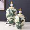 Modern Simple Style Zerba Flower Grass Painting Lidded Ceramic Vases For Home Table Decoration