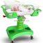 Hospital furniture ABS height adjustable baby bed with wheels for new born