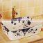 Blue and white Hot Sale Easy Use porcelain basin For Washing Hands