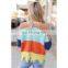 High Quality Winter Colorblock, Distressed Pullover Knit Women Loose Sweater/