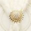 Hot Selling Shiny Gold Pearl Beaded Round Sun Flower Napkin Ring