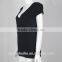 Guangzhou Tshirt Factory Custom Blank Tshirt no Label v Neck Plain Black Tshirt Women