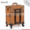 Beautiful high quality makeup case trolley cosmetic bag with mirror