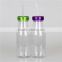 Single wall AS clear color plastic elegant milk bottle meson jar with straw