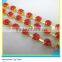 Single Row Siam Rhinestone Gold Plated Cup Chain Trimming For Garment