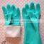 Household cleaning latex Glove, Dip flock lined household gloves blue, colorful household gloves