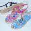 New Design Beautiful girls Candy Color With flower PCU Sandals