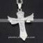 New Fashion Men's Women's Charm Stainless Steel Angel Wings Cross Pendant Necklace