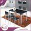 Home furniture custom size1200mm square black melamine wood dinning table set with 4 chairs