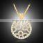 New Trendy Hollow Out Long Chain Necklace Round Gold Plated Rhinestone Pendant Necklace for Women Jewelry Gifts