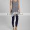 2016 fashion lady blue lace top white stripe dress yiwu factory wholesale dress set