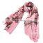 Pink Begonia Flower Ink Style Long Cotton Neck Scarf Shawl