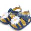 XIAOLIUBAO Beautiful flower design denim material soft sole baby girl sandals shoes
